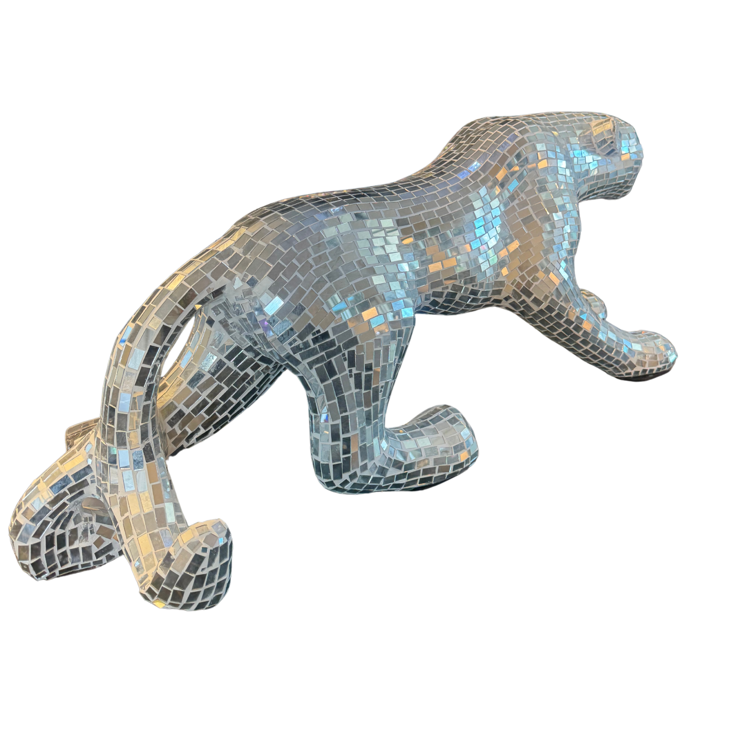 Mirror Mosaic Leopard Sculpture