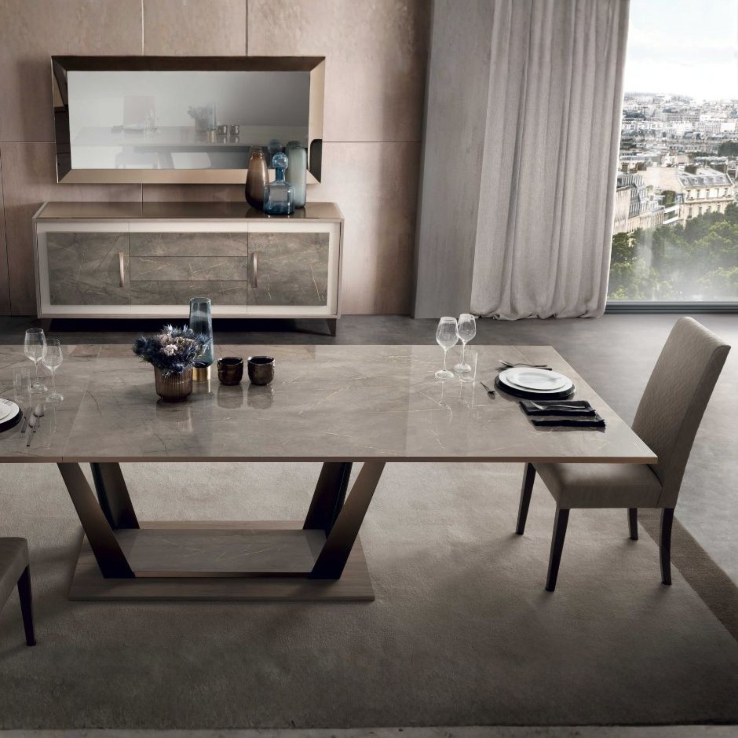 Ambra Dining Table with One Leaf